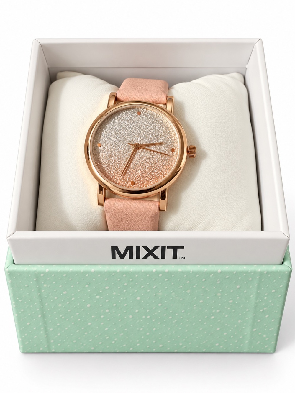 MIXIT Rose Gold Dial Pink Leather Women's Watch NIB